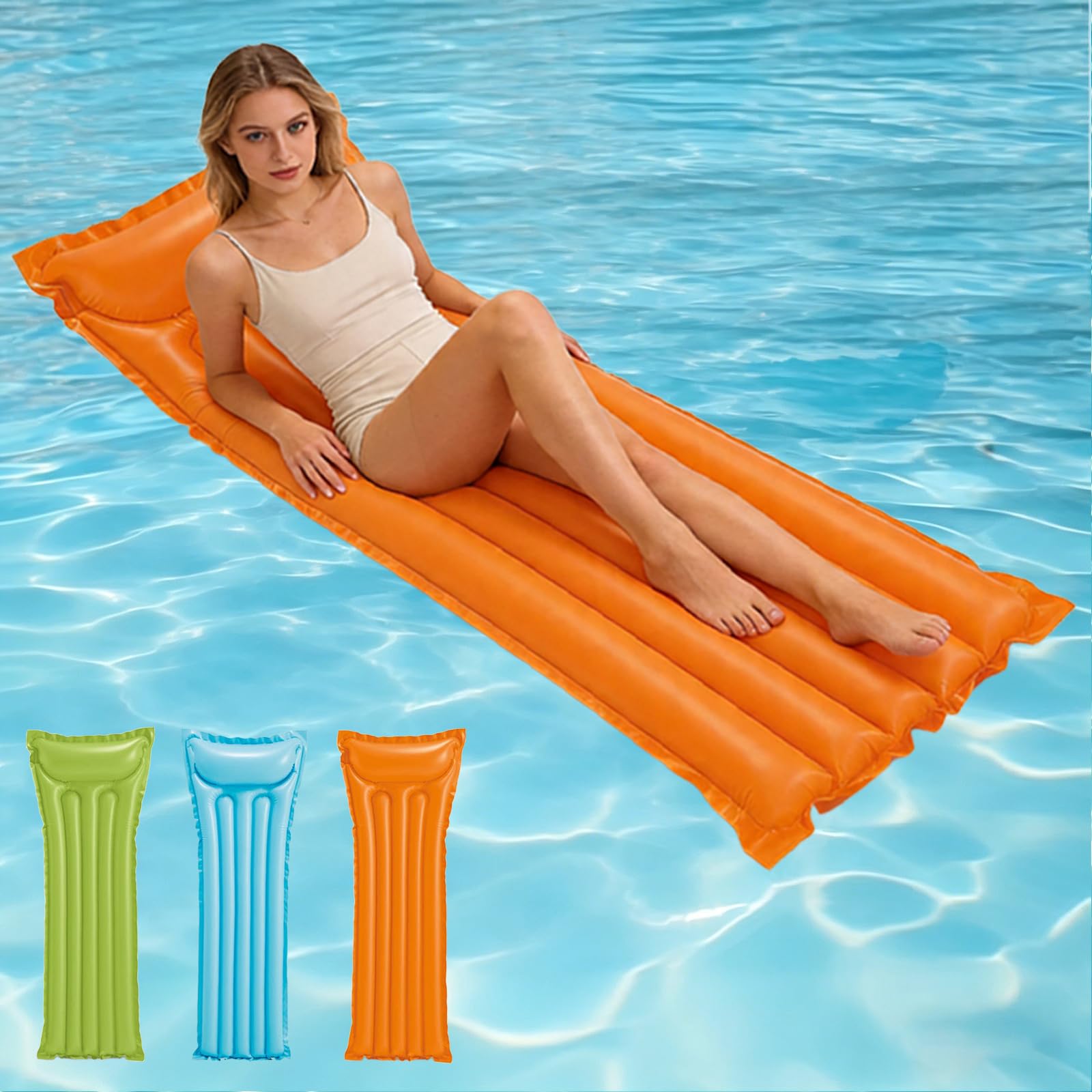 POPOYU Orange Pool Float,Swimming Pool Inflatables,72 * 27 Inch Pool Inflatables for Adults,PoolInflatable,Giant Inflatable Orange PoolFloat for Swimming PoolBeach Party Decorations,Summer Gifts