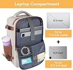 Taygeer Backpack for Women, College Backpack with Laptop Compartment & Shoe Pouch, 40l Travel Laptop Mochila Carry On Luggage, Airline Approved Personal Item Bag for Weekender Gym Hiking, Khaki White | Travel Laptop Mochila Carry On Luggage with Shoe