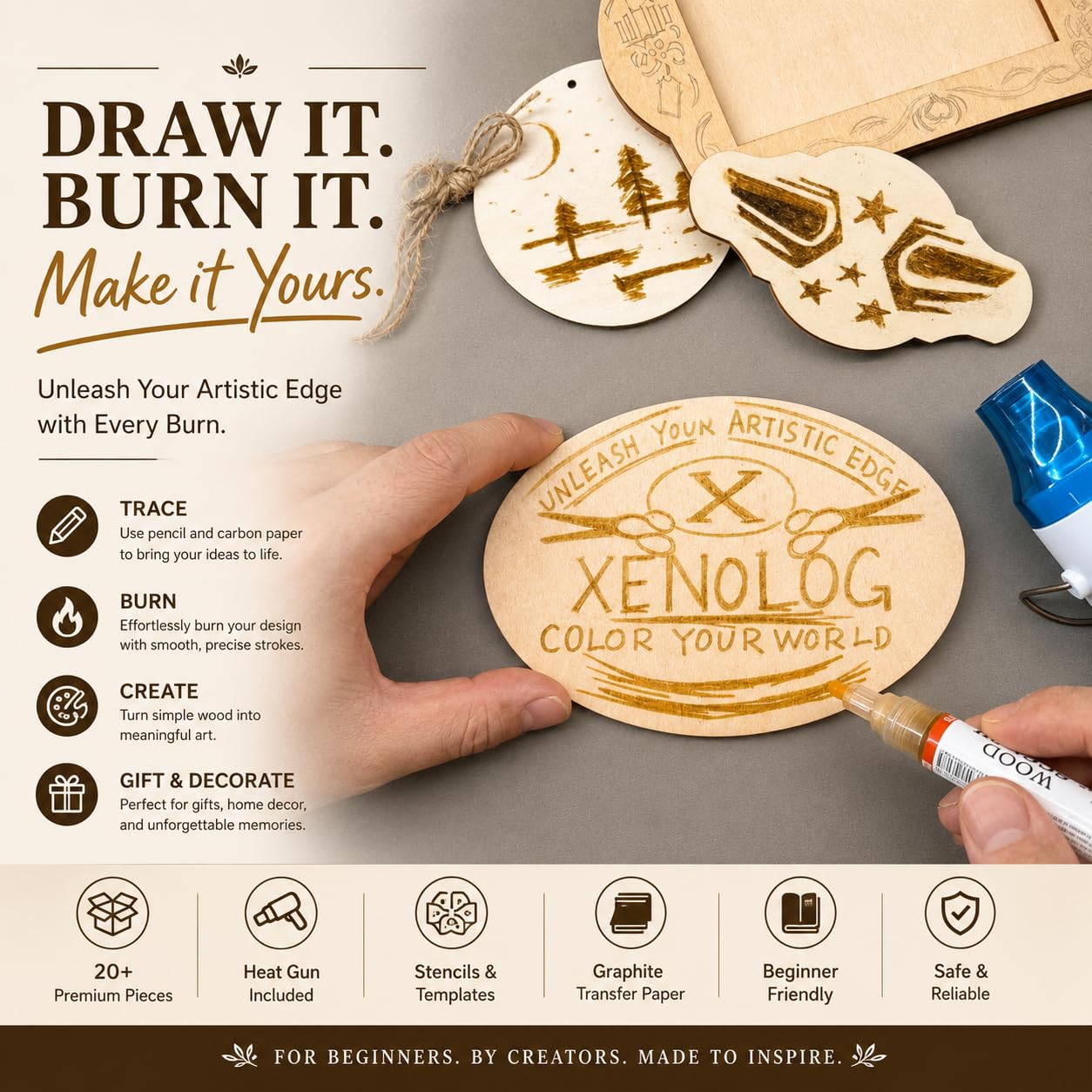 Xenolog Wood Burning Kit - Beginner Pyrography Set -5