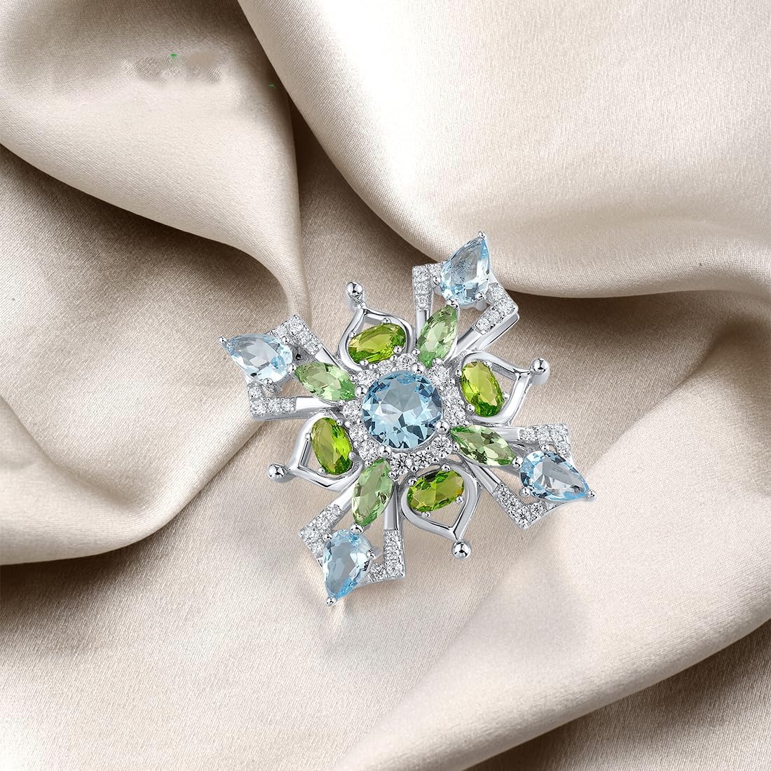Santuzza 925 Sterling Silver Snowflake Brooch