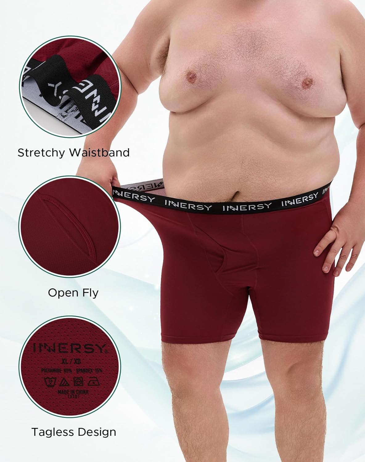 INNERSY Men's Big and Tall Boxer Briefs Breathable Mesh Cooling Underwear 3-Pack - Image 3
