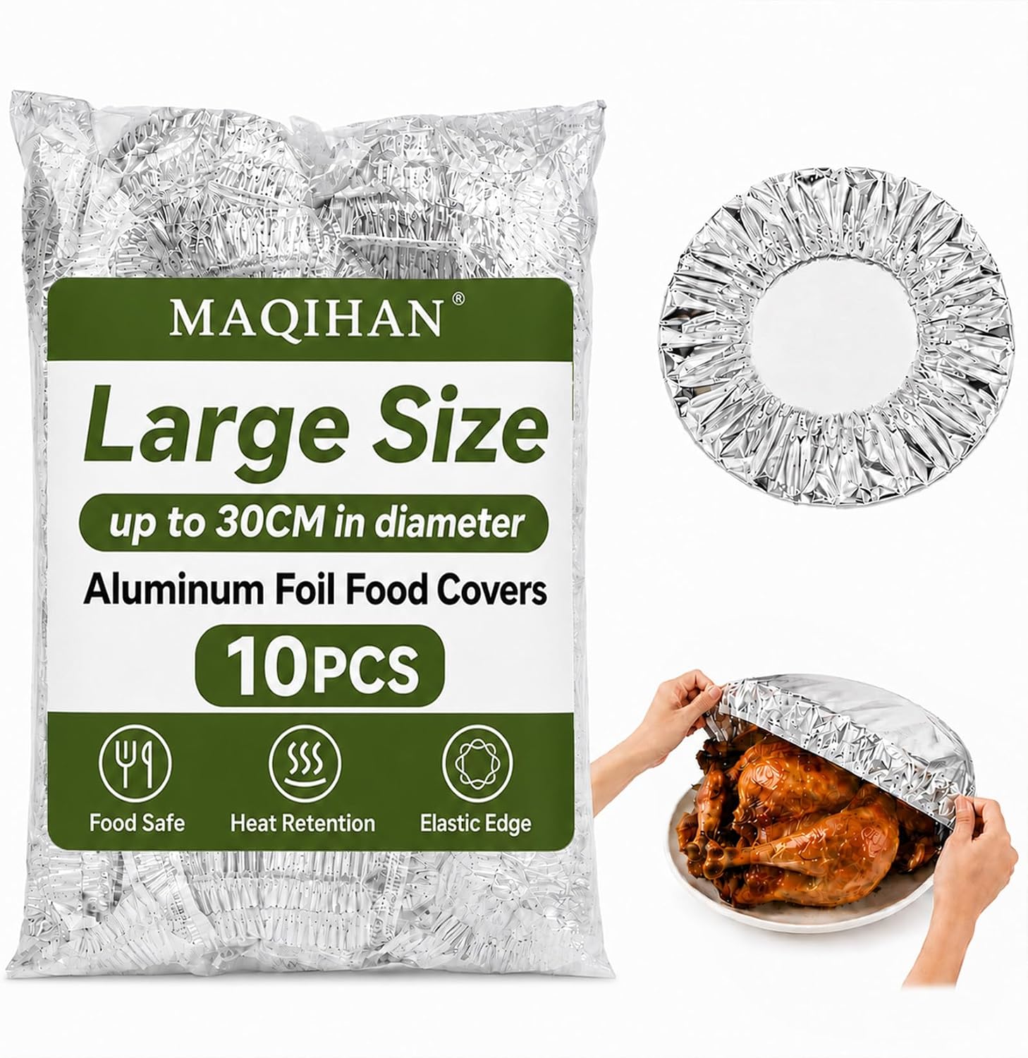 MAQIHAN 10 Aluminum Foil Food Covers - Large Reusable Insulation Bowl Cover
