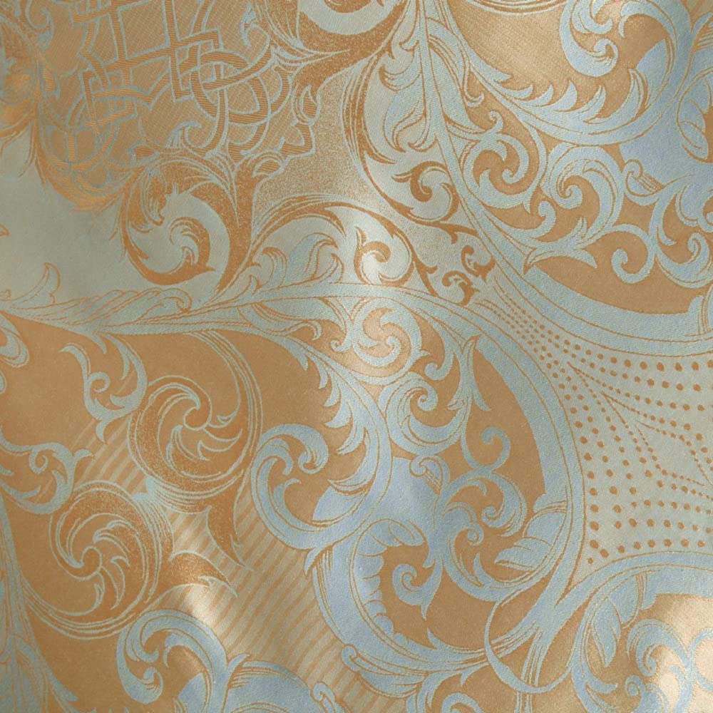 Ropa de cama de satén, 220 x 240 cm, jacquard, microfibra, color dorado, amarillo y azul, reversible, 3 piezas, 100% transpirable, agradable para los días calurosos en verano, diseño de flores