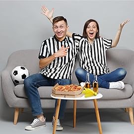 Syhood Referee Shirt Costume Men Women, Whistle Black and White Striped Football Soccer Official Ref Shirt Jersey(XXX-Large)