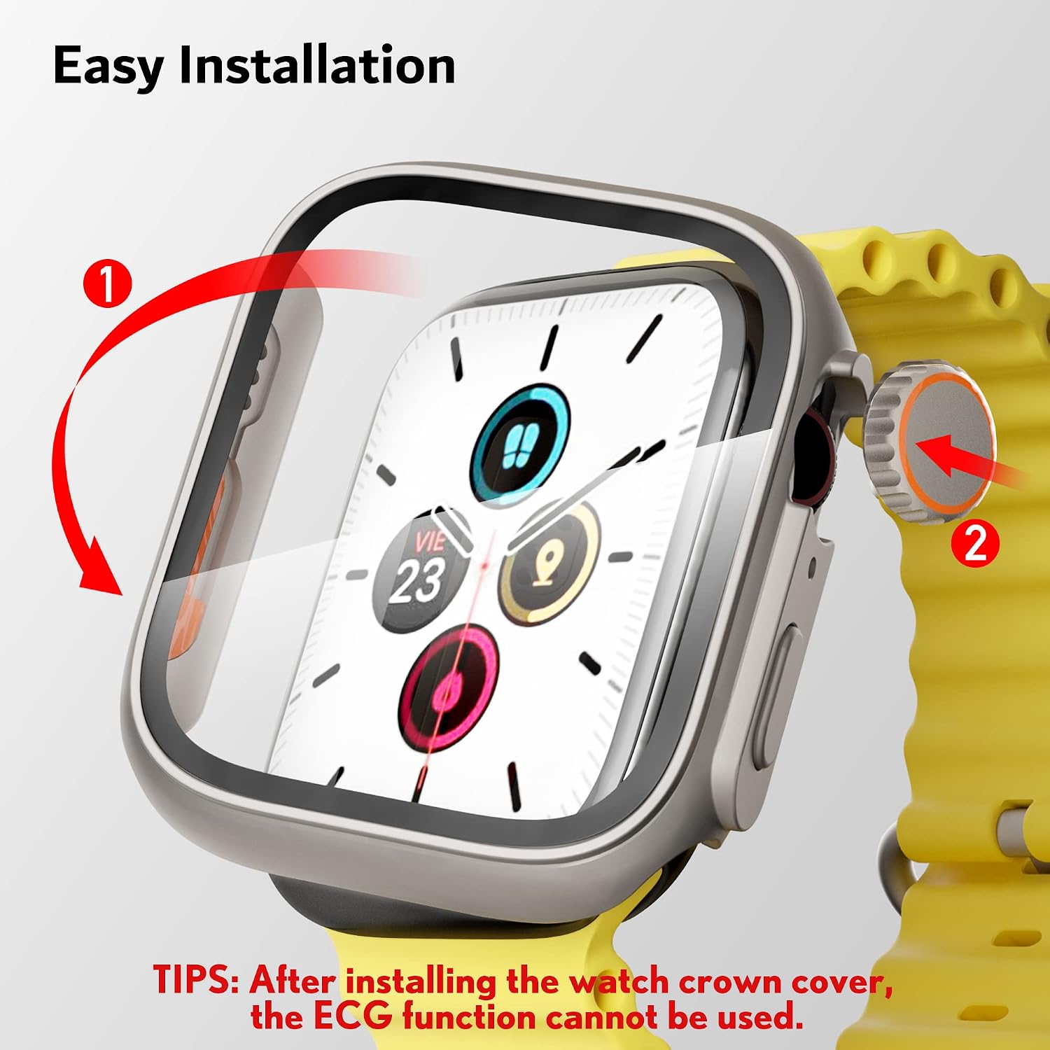 PZOZ Compatible for Apple Watch Series 4/5/6/SE 44mm Hard Case with Tempered Glass Screen Protector, Unique Design Hard PC Cover, Bumper Full Coverage Accessories for iWatch 4/5/6/SE 44mm