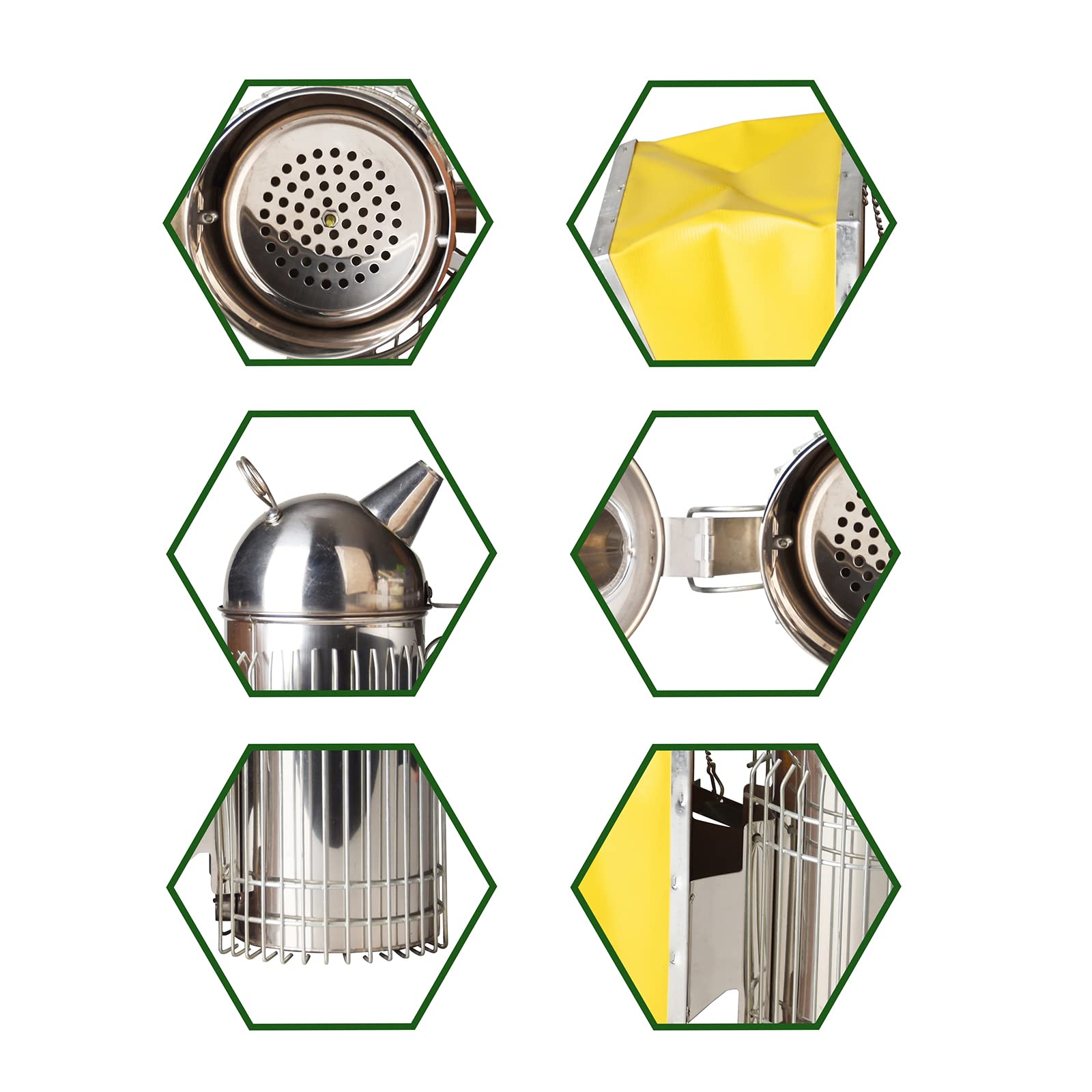 Ahumador de abeja de acero inoxidable con escudo térmico para apicultor