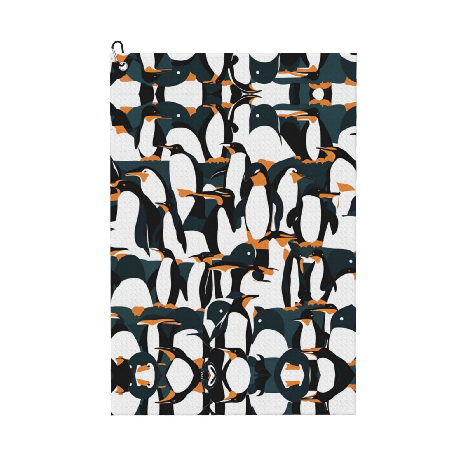 Uvbdf Black Cute Penguin Animal Pattern Golf Towel,Microfiber Golf Towels For Golf Bag,Waffle Pattern Golf Towel With Carabiner Clip