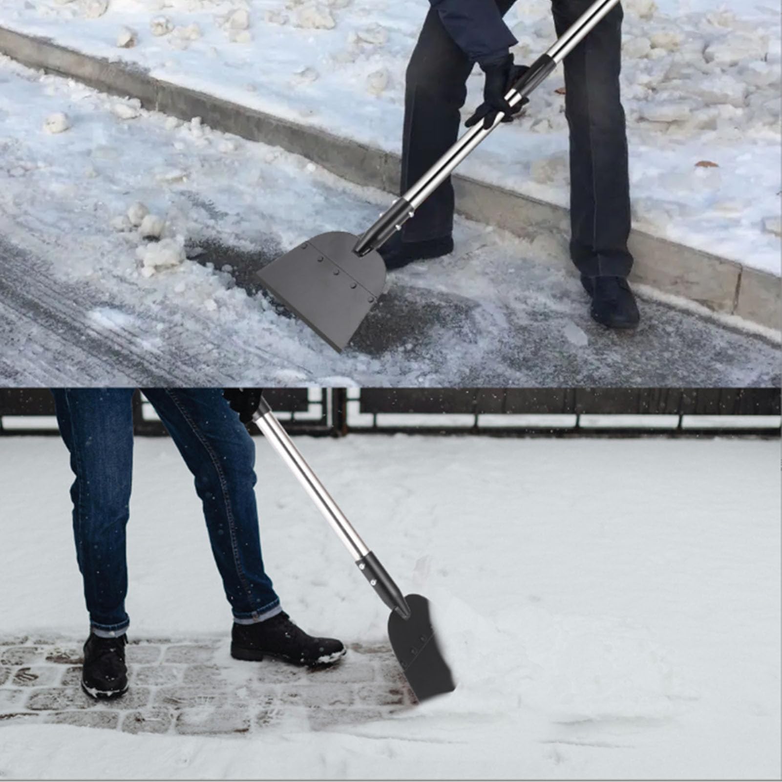 Pala da Neve, Pala Piatta, Pala da Neve e Ghiaccio in Acciaio Resistente, Strumento Raschiaghiaccio per Vialetto, Raschietto per Pulizia Giardino, Raschietto Ghiaccio per Pulizia