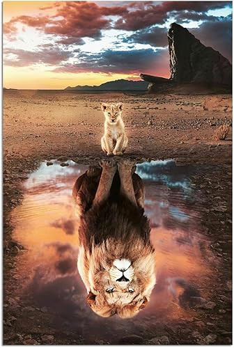 Póster de león en lienzo para pared, decoración estética, vintage, impresiones inspiradoras, pósteres motivacionales para sala de estar, dormitorio,