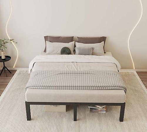 Miniatura 8 de ROIL Bastidores de cama de tamaño individual de 18 pulgadas con listones de madera anchos, plataforma resistente de 3500 libras, no necesita somier,