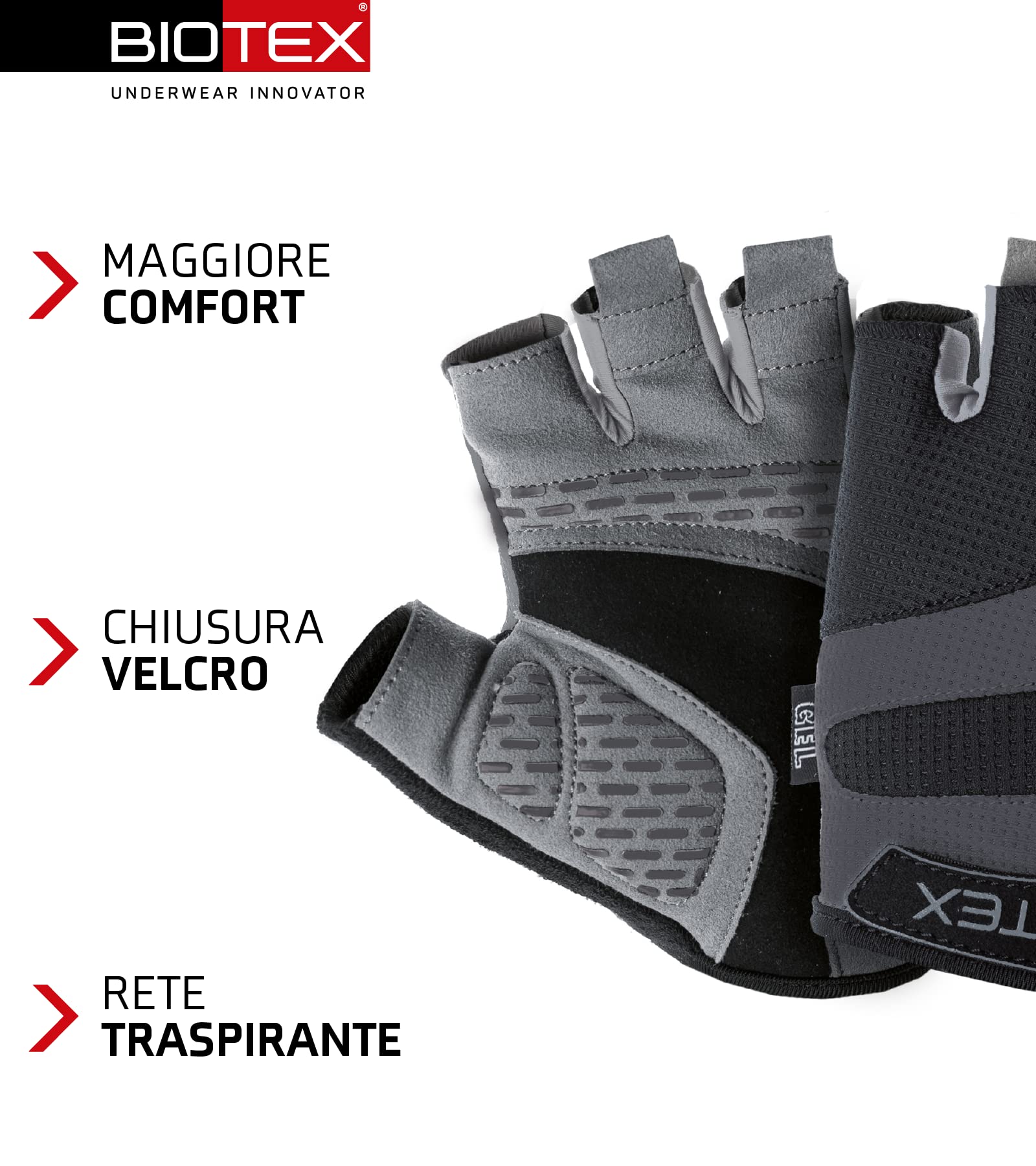 BIOTEX Guanti Freedom a Dita Corte per Bici, Intimo Tecnico Sportivo, ideale per Ciclismo su Strada o MTB