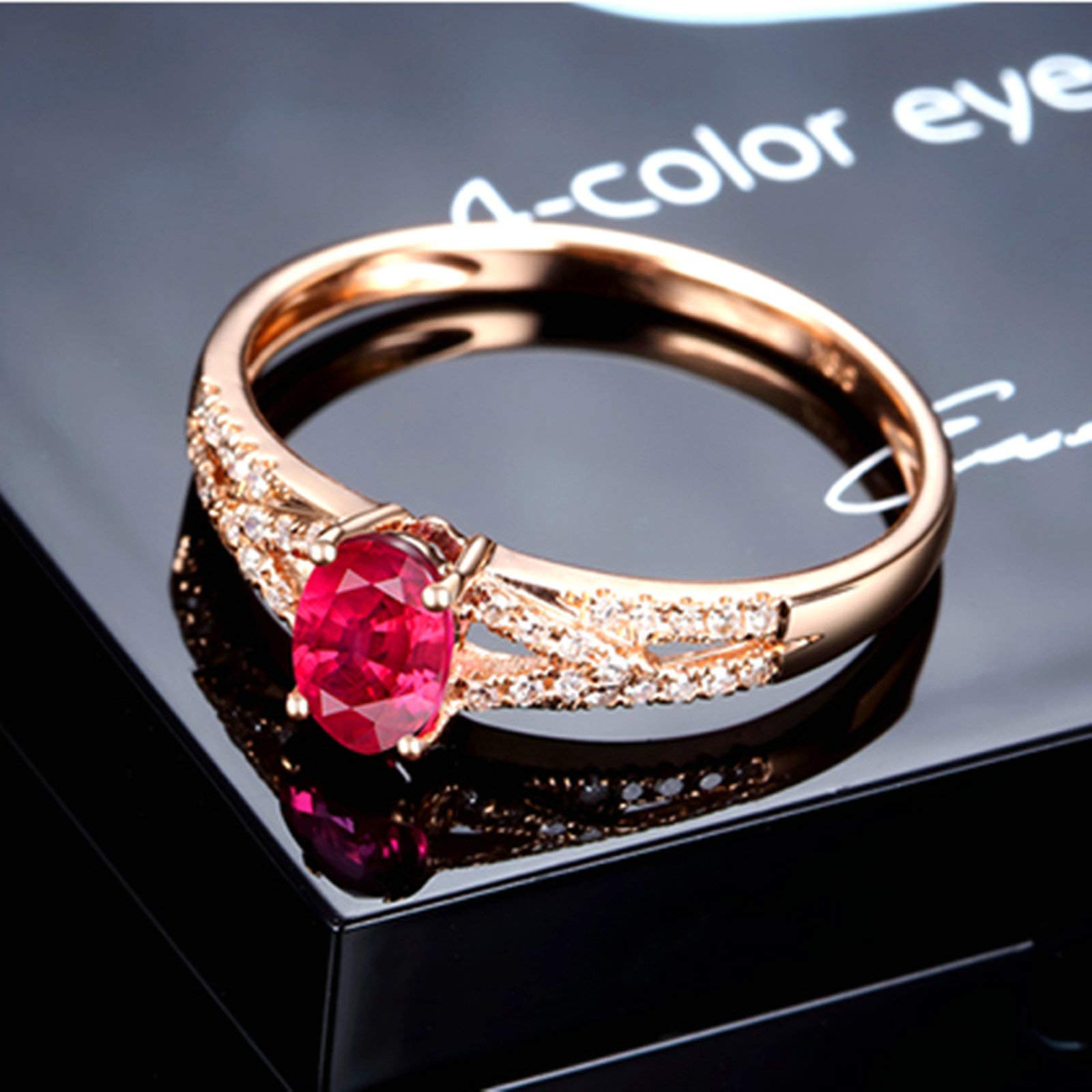 Beydodo Pierścionek z różowego złota 750 z diamentem pierścionek solitaire z owalnym rubin obrączki ślubne damskie bez niklu e 18 karatów (750) czerwone złoto, 54 (17,2), colore: różowy (Rosegold), cod. TLLWGZ5679