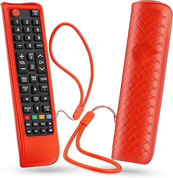 Case for Samsung TV Remote, Cover for Samsung Remote Control for Smart TV Universal Replacement Silicone Sleeve Skin with Lanyard Red