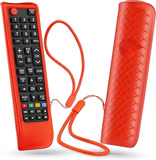 Case for Samsung TV Remote, Cover for Samsung Remote Control for Smart TV Universal Replacement Silicone Sleeve Skin with Lanyard Red