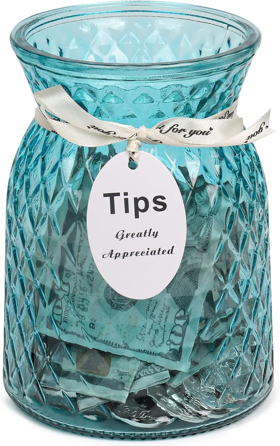 Glass Tip Jar for Bartenders, Musicians, and Restaurants