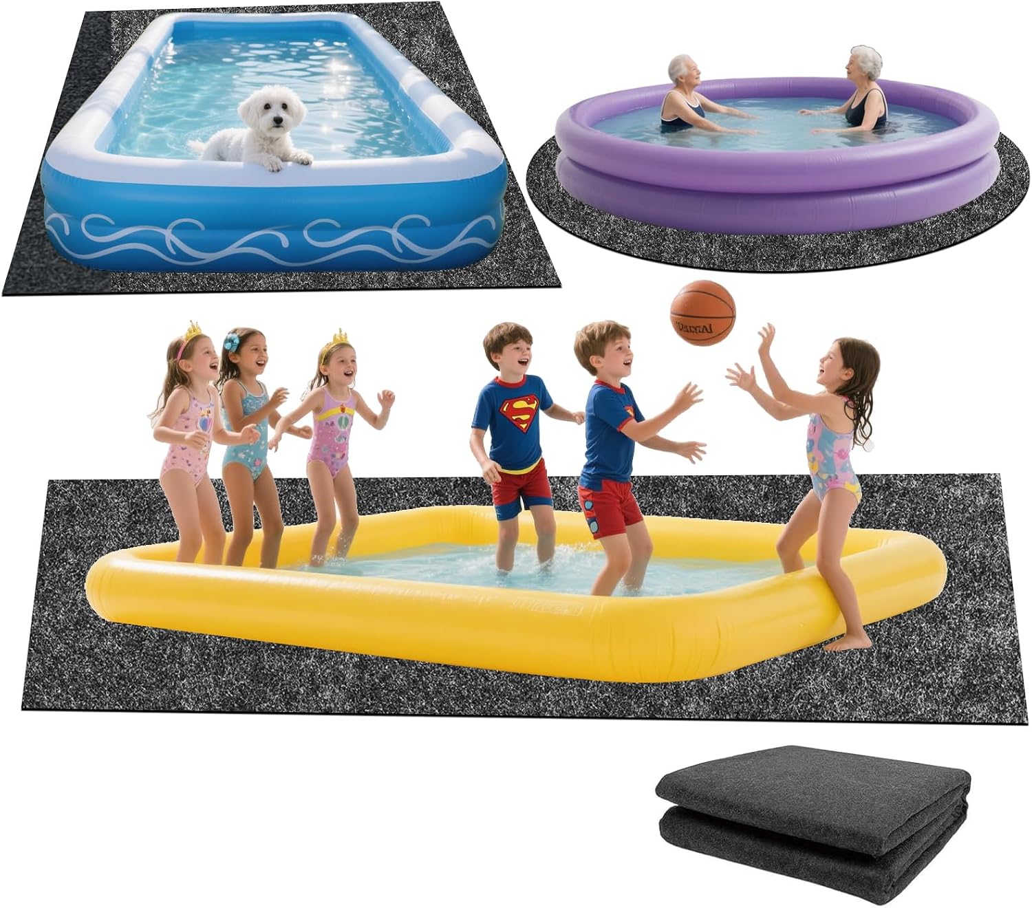 Ice Bath Mat Cold Plunge Protective Floor Mat Ice Bath Tub Waterproof Slip-Proof for Outdoor Indoor Underneath of Cold or Hot Baths Accessories 40x63inch