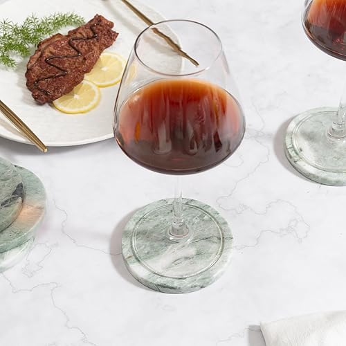 Miniatura 5 de Posavasos de mármol verde, posavasos de piedra natural, juego de 4, elegante decoración del hogar