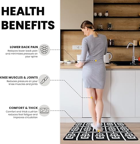 Miniatura 4 de Tapete de cocina ergonómico y antifatiga, antideslizante, impermeable, resistente, de PVC, cómodo para suelos de cocina, escritorio, fregadero,