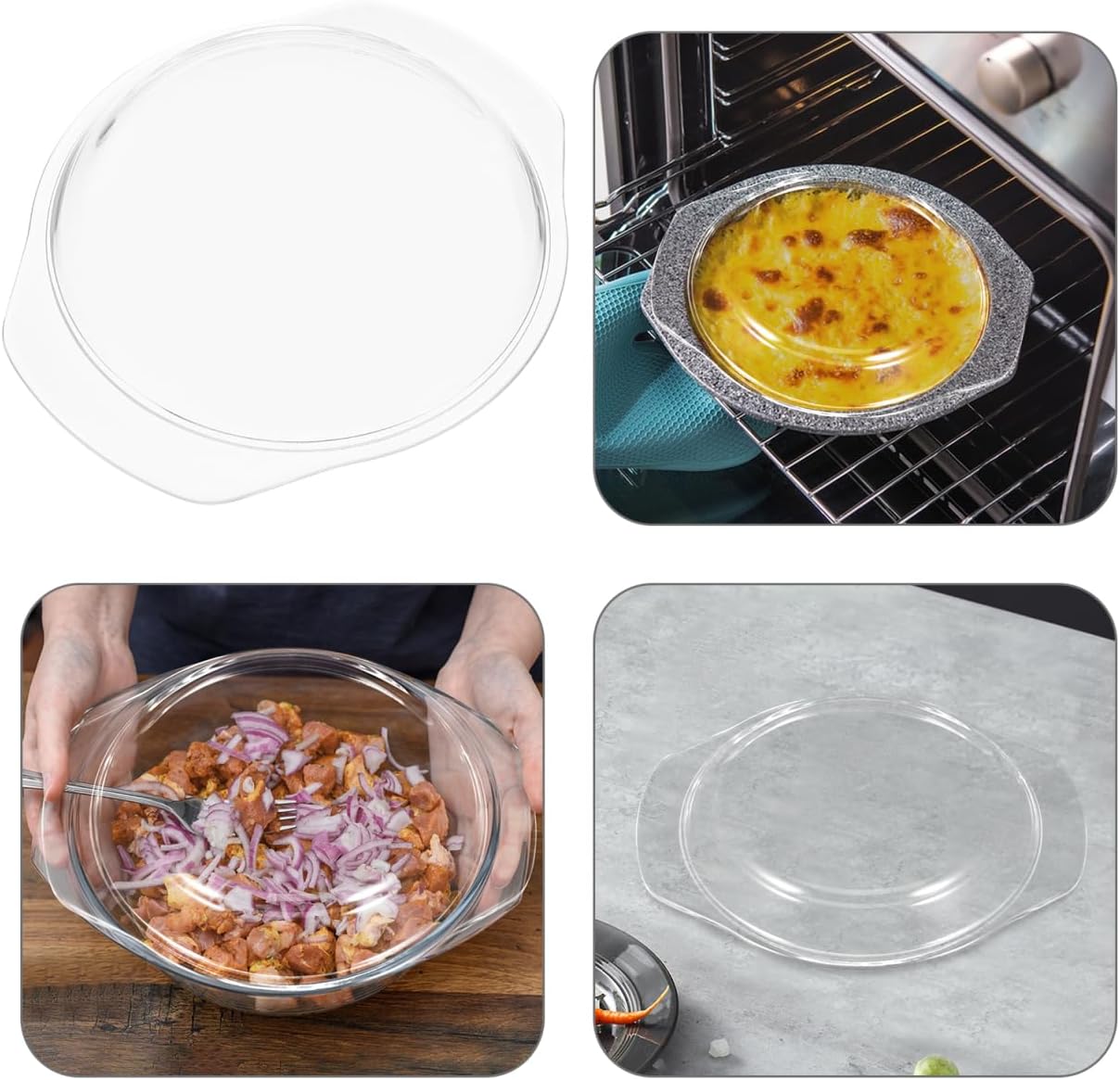 KICHOUSE 1Pc Glass Microwave Splatter Cover Splatter Guard Lid for Food Cookware Bakeware Serving Dish Cover 100% Food Grade BPA Free Dishwasher Safe7.31x6.25Inch