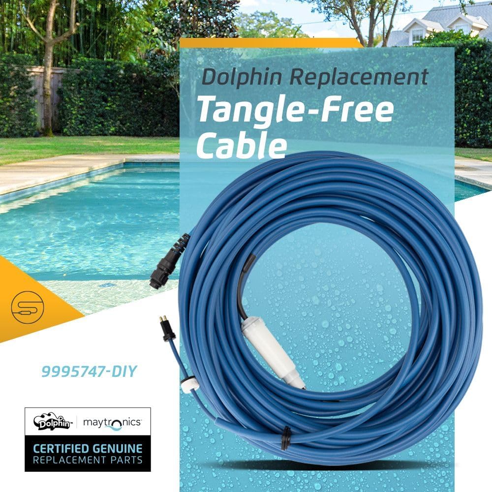 Dolphin Genuine Replacement Part — Durable 98 FT Blue Cable with Swivel for Tangle-Free Operation for Commercial Models — 9995747-DIY