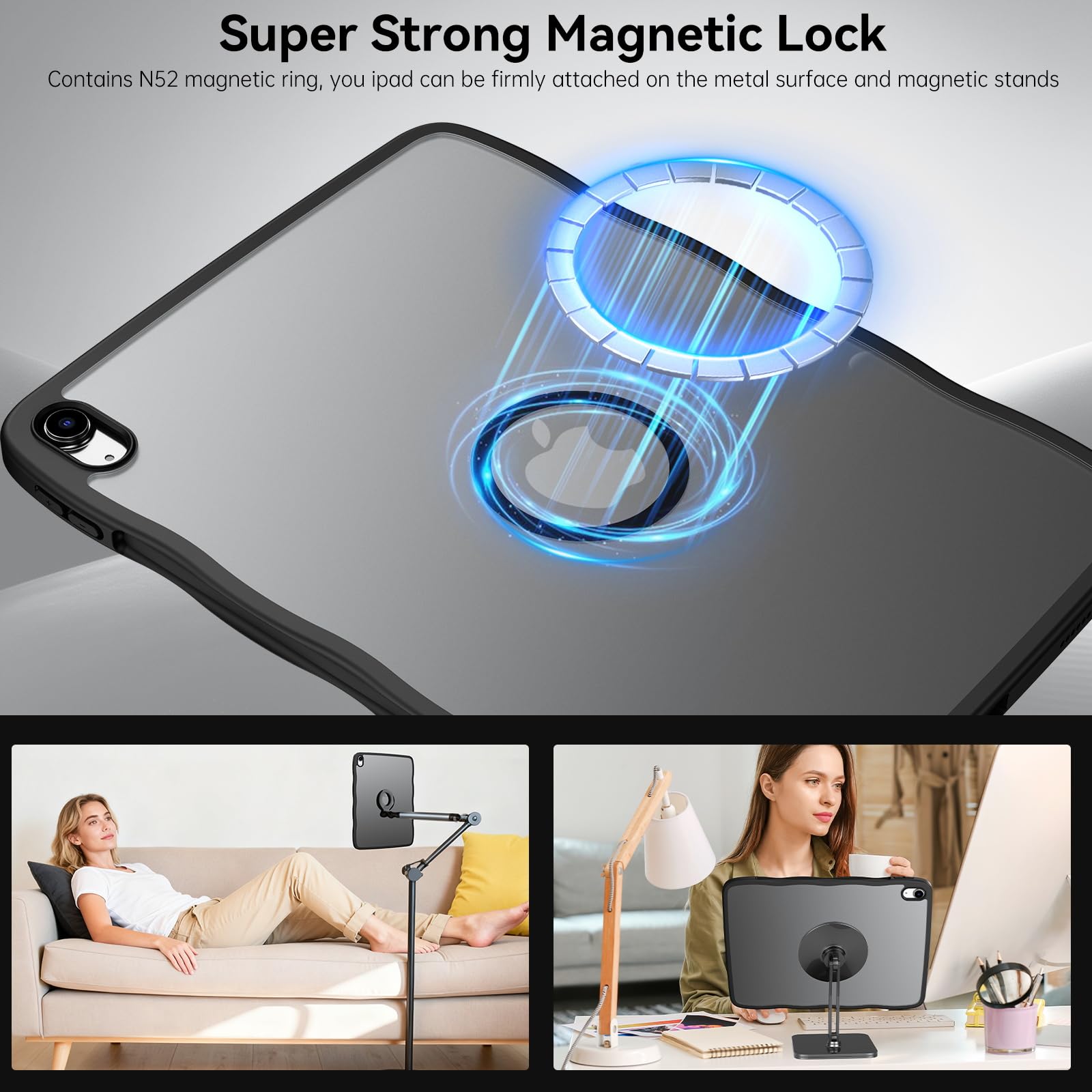 Cover Magnetica Per IPad 11 (A16 2025) E IPad 10 (2022) – Trasparente Opaca, Antiurto E Compatibile MagSafe - 3
