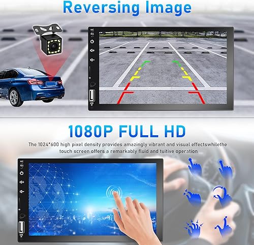 Miniatura 6 de Estéreo de coche de doble DIN, pantalla táctil HD de 7 pulgadas, radio automática en el salpicadero, radio de coche con CarPlayAndroid Auto