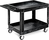 YITAHOME 550 lbs Heavy Duty Plastic Utility Cart with Locking Wheels - 2-Tier Rolling Service Cart 45x25 Inch for Warehouse Garage Office Black