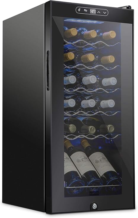 Schmecke 18 Bottle Compressor Wine Cooler Refrigerator W Lock Large Freestanding Wine Cellar 41f 64f Digital Temperature Control Wine Fridge For Red White Champagne Or Sparkling Wine Black Amazon Ca Home