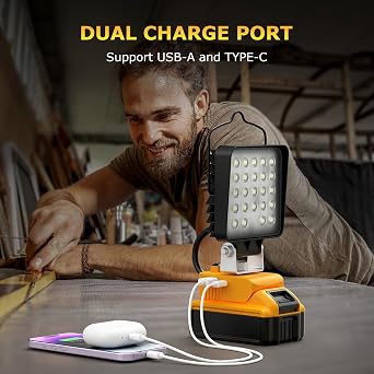 LANKA Bundle to Save -2 Pcs 90W 7600LM LED Work Light for Dewalt 20v Max Battery + 3200LM Work Light for Mechanic Black,Light Up Your Life