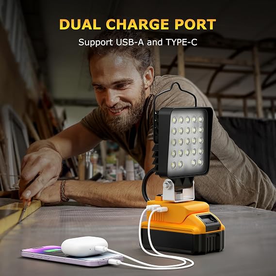 LANKA Bundle to Save -2 Pcs 90W 7600LM LED Work Light for Dewalt 20v Max Battery + 3200LM Work Light for Mechanic Black,Light Up Your Life
