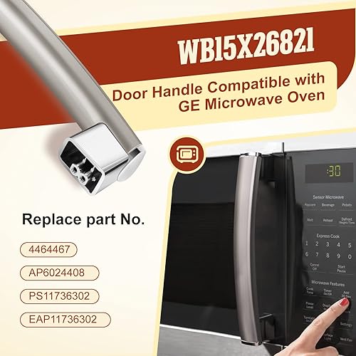 Miniatura 3 de WB15X26821 Reemplazo de manija de puerta compatible con horno microondas GE JVM6175SK2SS JVM7195SK3SS JVM6175SK1SS JVM6175EK2ES JVM7195SK1SS,
