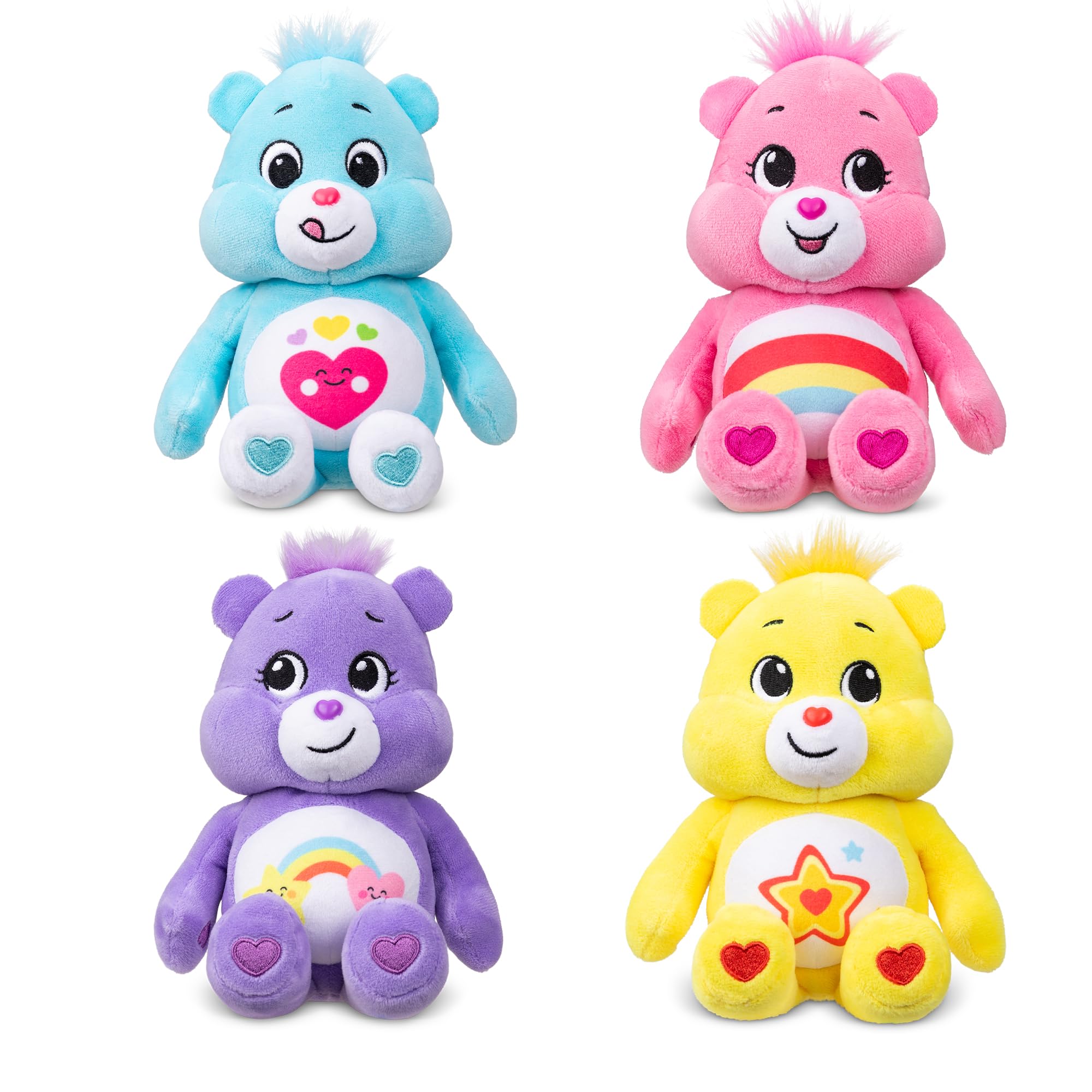 Basic Fun Care Bears Treasure Box: Set of 4 Beanie Plush Toys, Soft & Cuddly, Perfect for Collecting & Play, Suitable for Boys & Girls Ages 3+