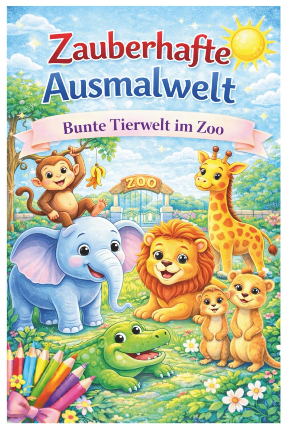 Zauberhafte Ausmalwelt – Bunte Tierwelt im Zoo (Band 3): Malbuch für Kinder ab 4 Jahren | Löwen, Elefanten, Giraffen und viele weitere Tiere aus dem Zoo