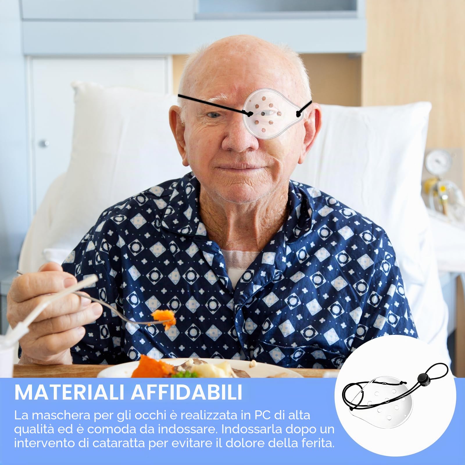 6 Pezzi Maschera oculare trasparente, Protezione per Gli Occhi Porosa in Plastica con Corda Regolabile, Traspirante Protezione Oculare