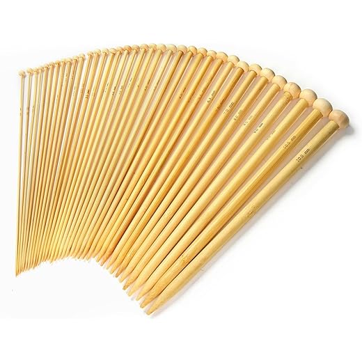LIHAO 36 PCS Bamboo Knitting Needles Set (18 Sizes From 2.0mm to 10.0mm)