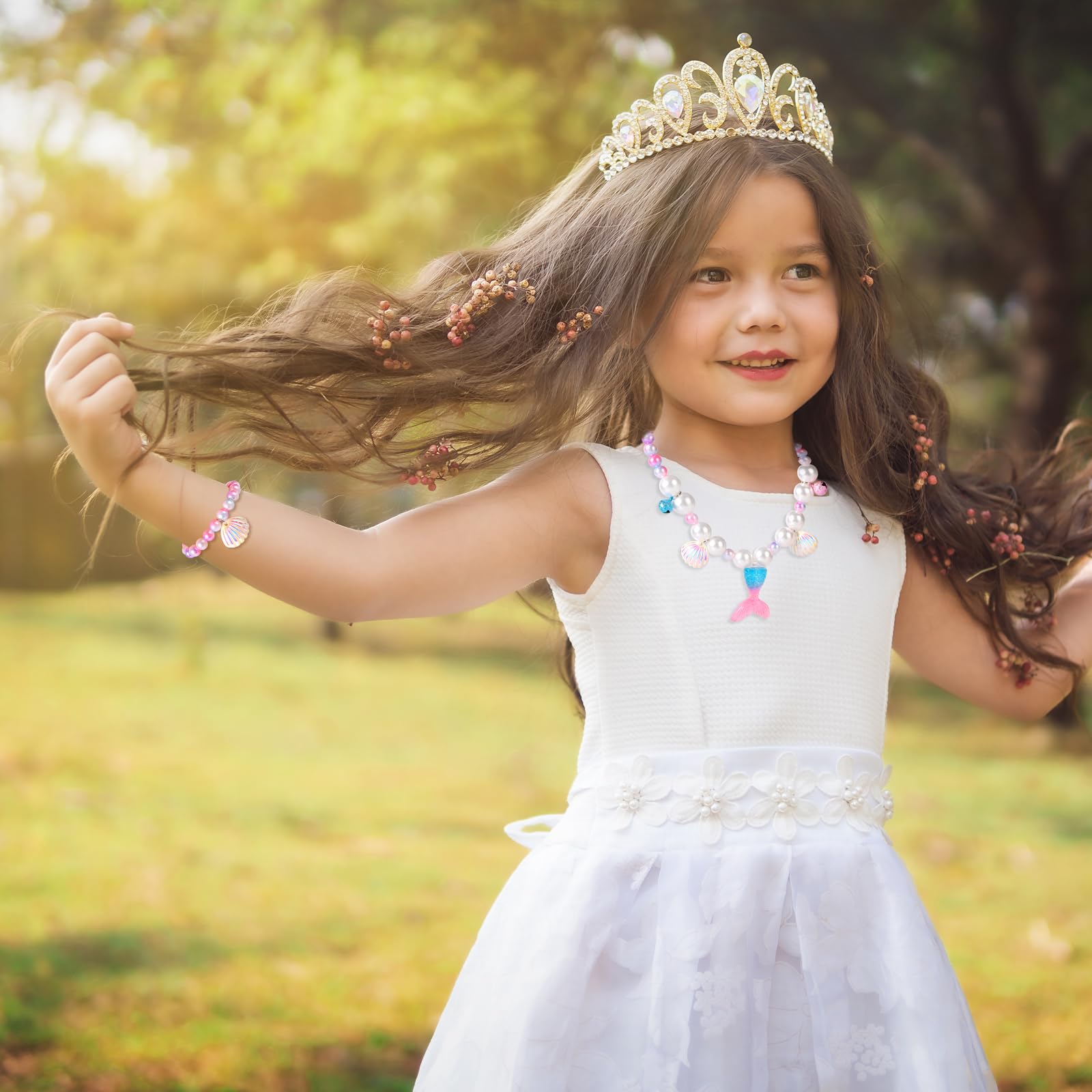 BAOBAOJOY 2 Sets Mermaid Jewelry Set for Girls, Princess Accessories 4