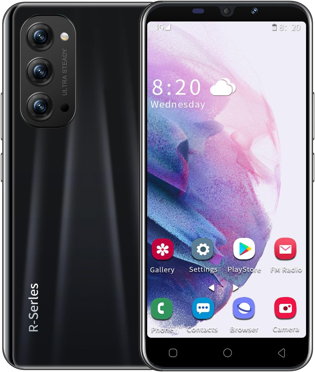RiZnbL Cheap Smartphones, Android 9.0, 5.0" Dual SIM Dual Camera Mobile Phones, 16GB ROM (Expandable up to 128GB) Beautiful Cell Phones (Reno5-Black)