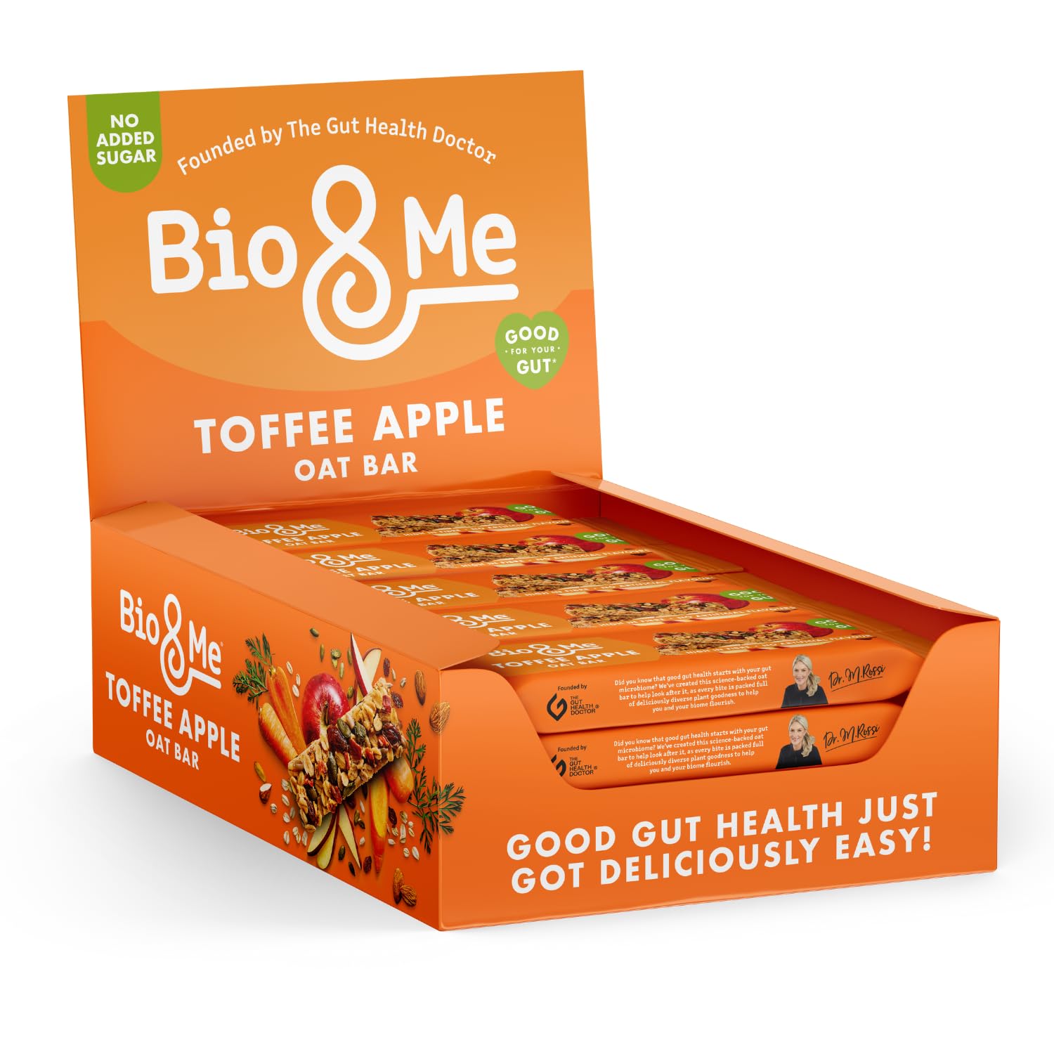 Toffee Apple Gut-Loving Oat Bars (18 x 38g) - On-The-Go Snack - Good Gut Health