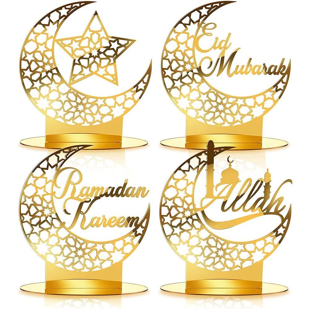 Ornement Eid Mubarak en acrylique or pour sublimer votre table du Ramadan