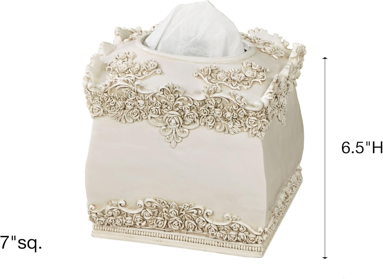Victoria Rose Antique Ivory Tissue Cover for Bathroom or Decorative Display