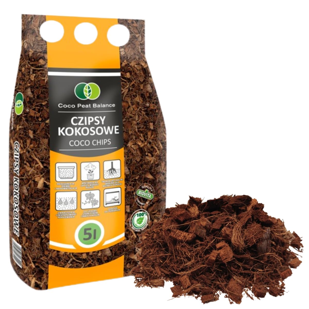 Kokosnussfasern für Blumenpflanzen 5L - Kokoserde für Pflanzen - Kokosfasern für Pflanzen, natürlich - Hochbeeterde, geeignet als Palmenerde, Erde für Zimmerpflanzen