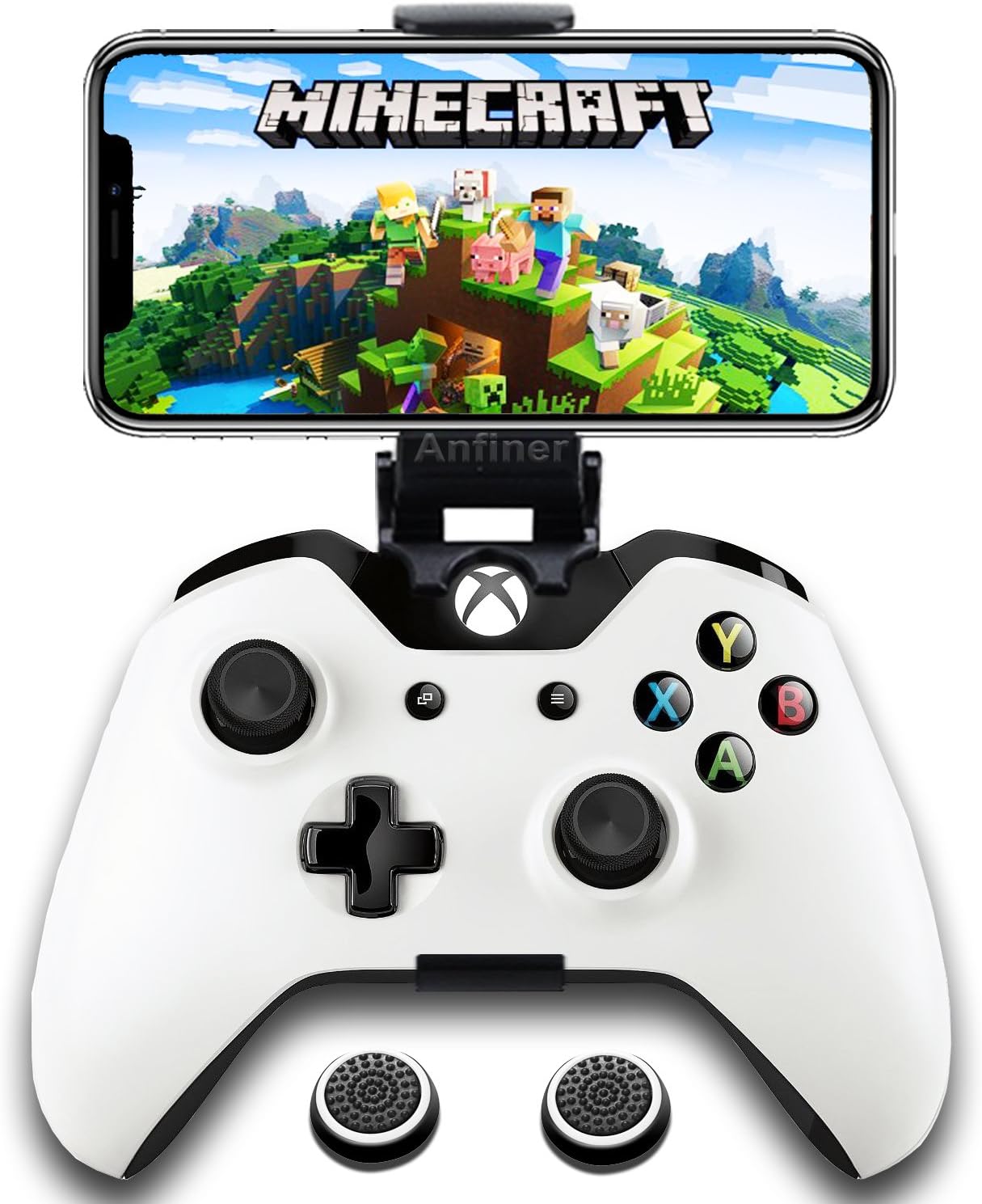 Anfiner Collapsible Controller Clip/Mobile Phone Holder/Smartphone clamp/Cell Phone Stand/Gamepad Support fit for Xbox one/Steelseries Nimbus/Xbox one S/Xbox One X Wireless Bluetooth Controller