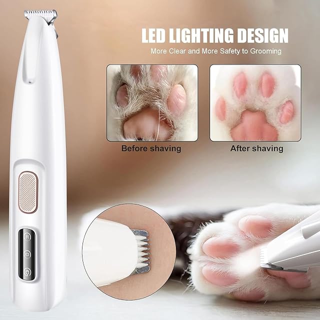 Foto 5 de 8 de Akayoo Pet Micro Precision Trimmer,Pet Paw Trimmer,Waterproof Rechargeable Pet Shaver with Led Light,Dog Paw…