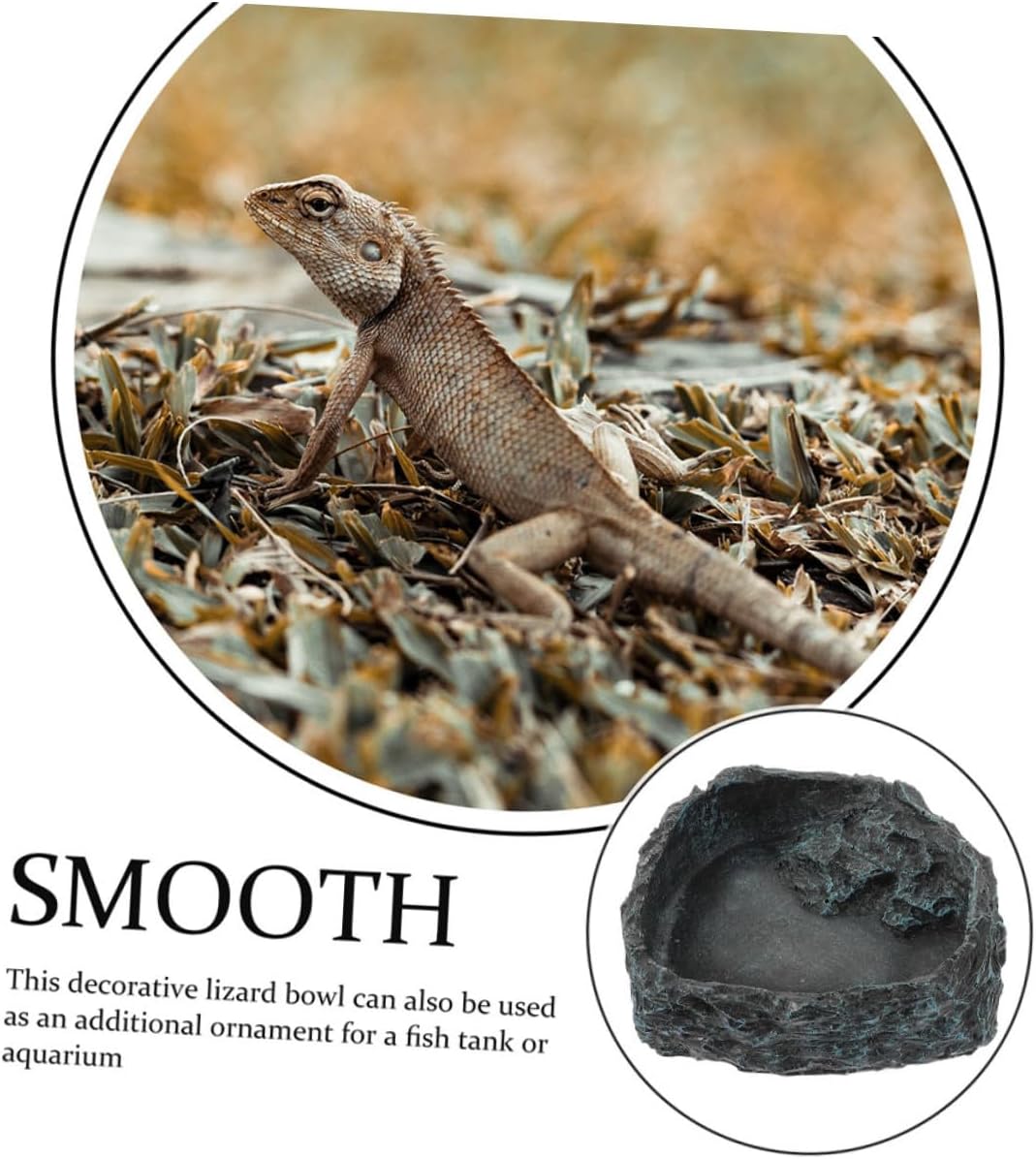 KALLORY Large Resin Reptile Food Bowl and Water Dish Terrarium Feeding Bowl for Bearded Dragon Leopard Gecko Amphibians