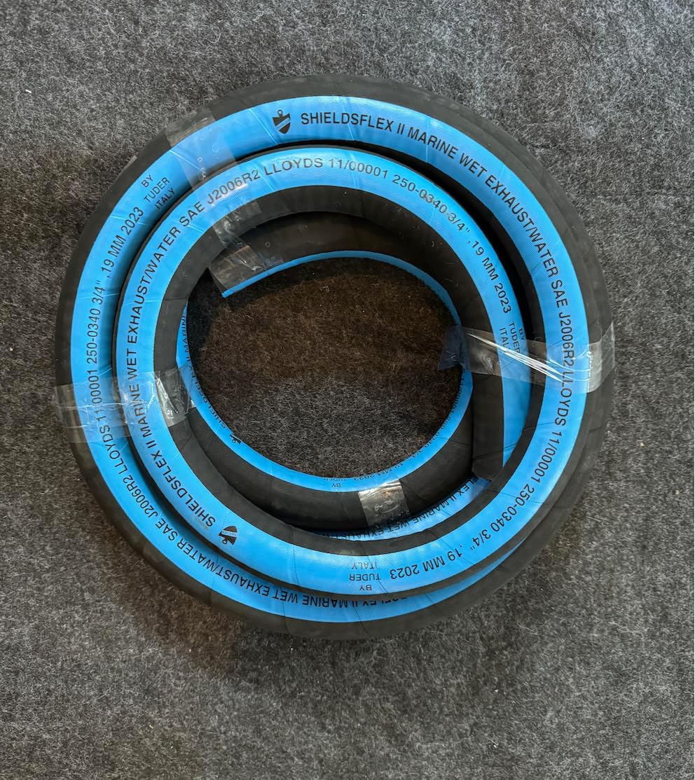 250 Series Hardwall Water/Exhaust Marine Hose with Wire Shieldsflex II 116-250 thermostat housing manifold hose Mercruiser (1" x 10' feet)