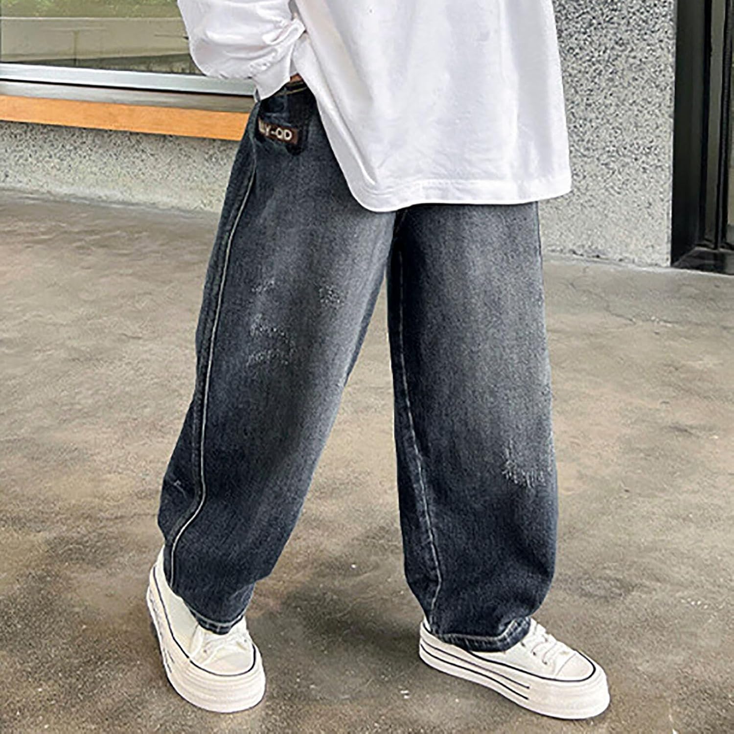 Toddler Jeans Boys Pull-On Adjustable Casual Relaxed Children's Jogger Active Athletic Youth Outdoor Soft Teenage Streetwear