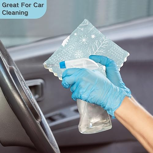 Miniatura 7 de KLL Christmas Tress Blue Microfiber Drying Towel Kitchen Washing Kitchen Tea Towel Kitchen Hand Towels Pattern Terry Cloth Kitchen Hand Towels