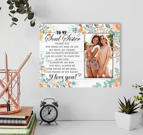 Miniatura 4 de Marco de mejor amiga, regalo de hermana del alma, letrero de placa de madera enmarcada, marco de fotos de madera, regalo ideal para cumpleaños de