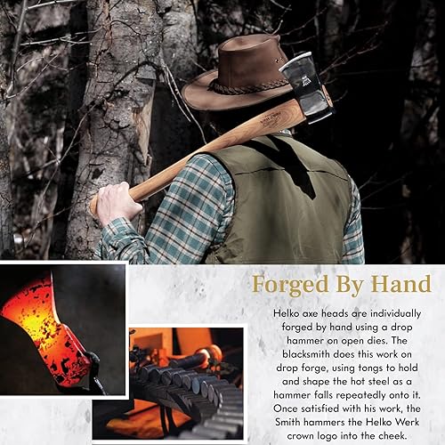 Miniatura 4 de 1844 Helko Werk Germany Hacha de explorador clásica, fabricada en Alemania, hacha de tala, hacha de campamento, para talar árboles, cortar madera,