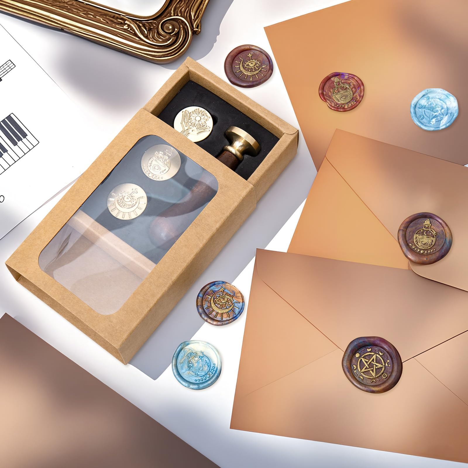 YGHM Fine Leaf Wax Seal Stamp Kit - Brass Head & Rosewood